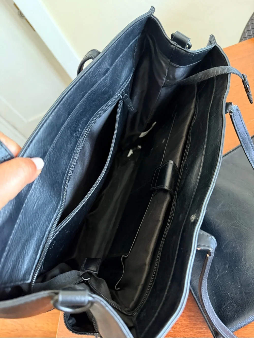 BEIS Black Structured Leather-Look Tote with Removable Pouch